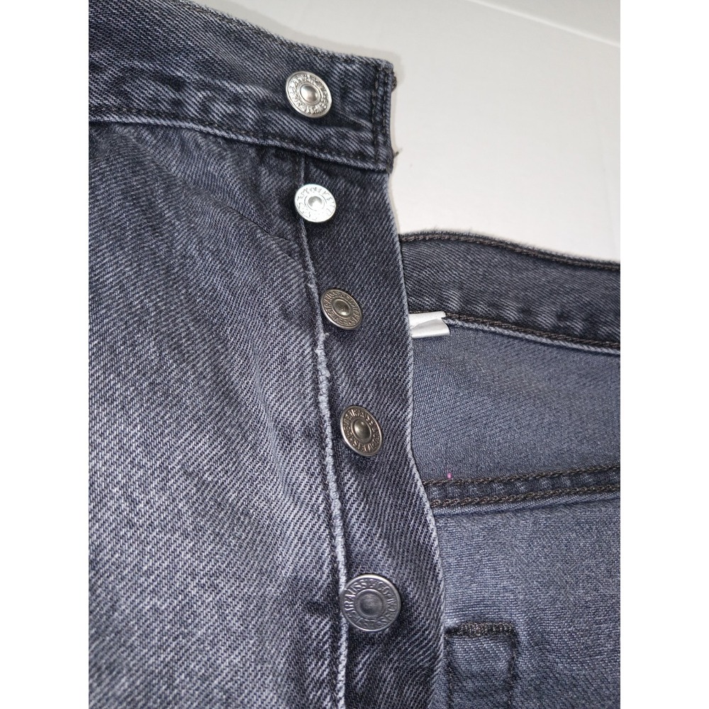 Levi's 501 Black Faded Jeans 36x30 Button Fly Distressed Y2K Grunge - Picture 4 of 16
